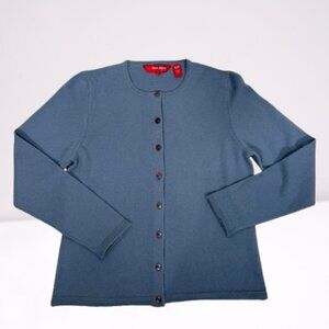 Saks Fifth Avenue Cashmere Cardigan Size L Smoky Blue Worn Once